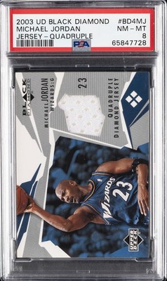 2003 UD BLACK DIAMOND JERSEY QUADRUPLE #BD4MJ MICHAEL JORDAN 7/50 PSA 8