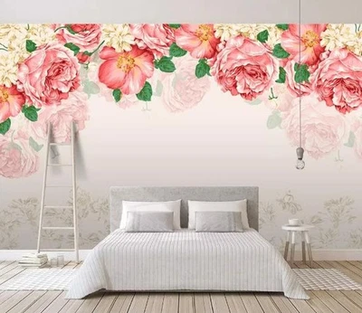 3D Flower Floral Decorative Painting Wall Murals Wallpaper Murals Wall Sticker - Image 1 of 4