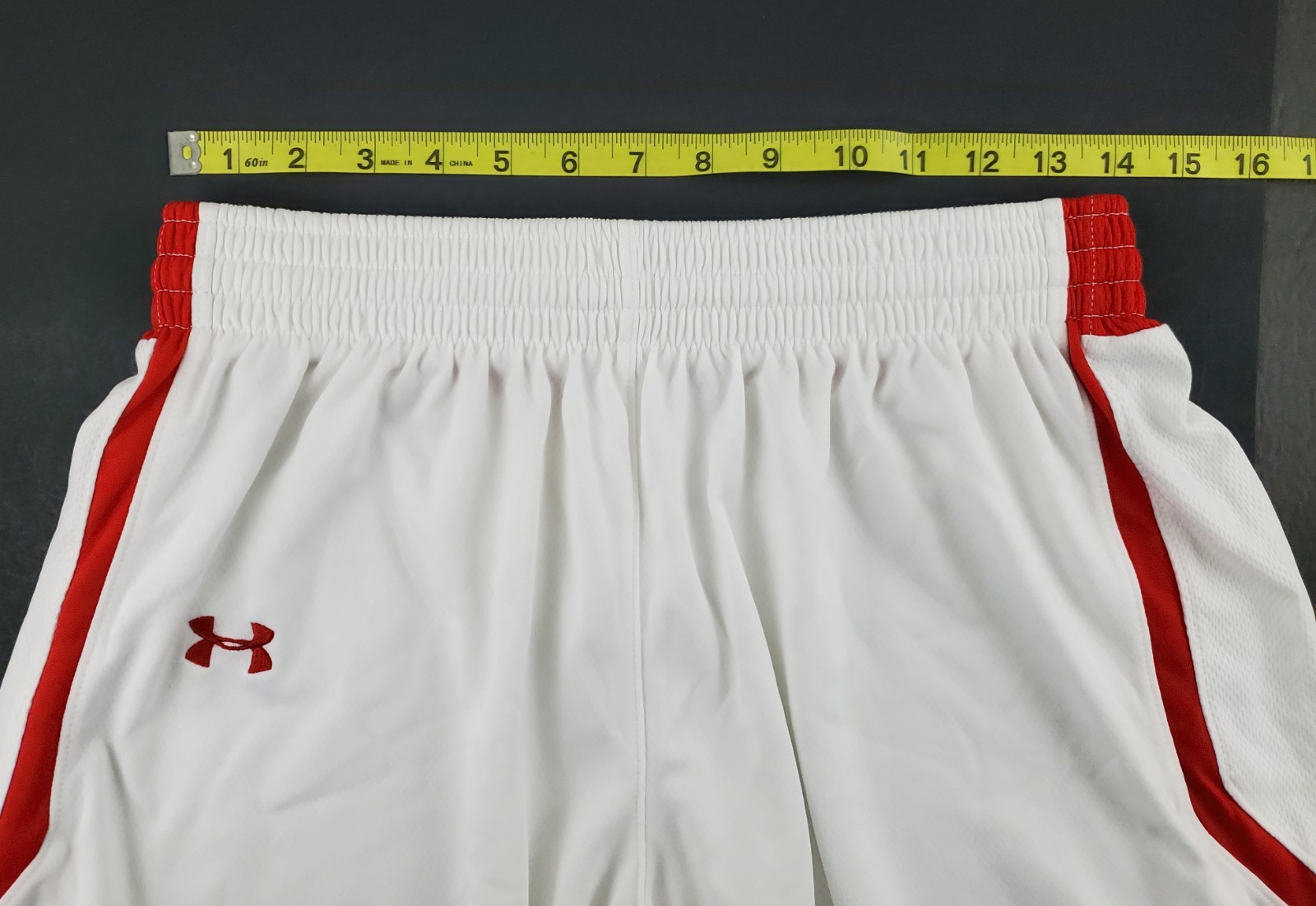 Under Armour Basketball Shorts Womens M White Red Athletic UKS522 Game UA New thumbnail 7