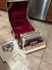 Vintage Settimio Soprani Accordion Red w Case Song Sheet Music 423/109 VIDEO