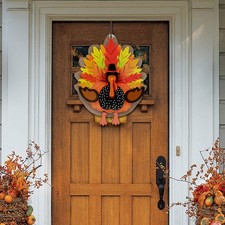 Thanksgiving decorations 3D Turkey Decor Door Hanger Orange