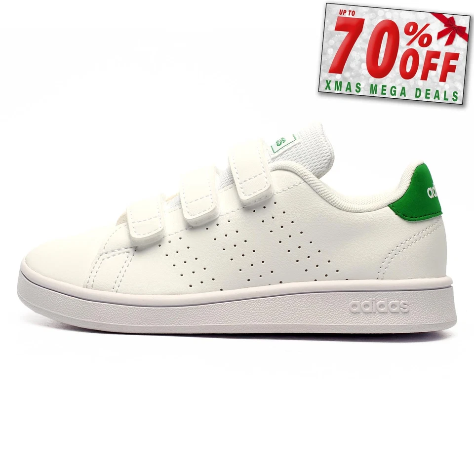 Adidas Advantage Junior Trainers Casual Hoop & Loop Sneakers White B Grade