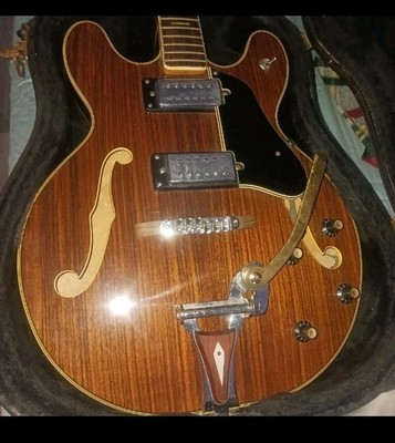 Vintage Rare Walnut 1970s Univox Electric Guitar