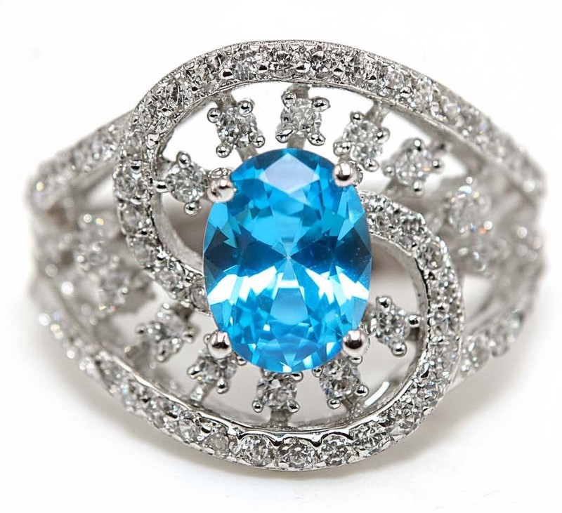 3CT Heat Treated Blue Topaz 925 Solid Sterling Silver Ring Jewelry Sz 7 