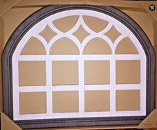 Wall Decor Arched Window Pane White w Dark Brown Wood Look 24 in X 20 in