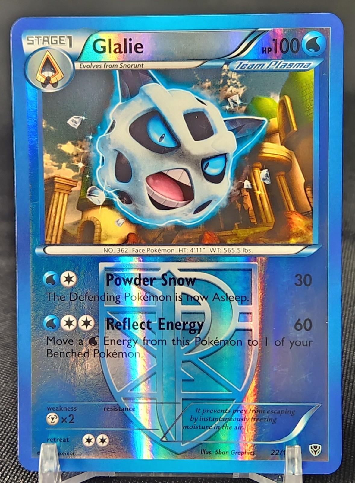 Glalie 22/101 Black and White Plasma Blast Reverse Holo 2013 Pokemon Card