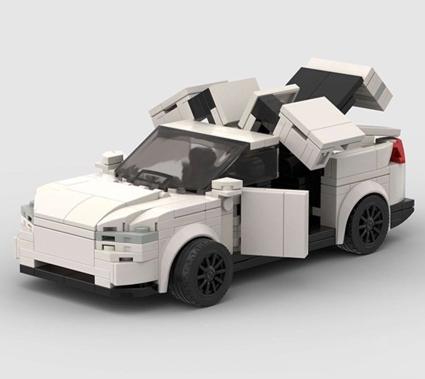 Custom MOC Lego Tesla Model X White 287 Piece Building Brick Car
