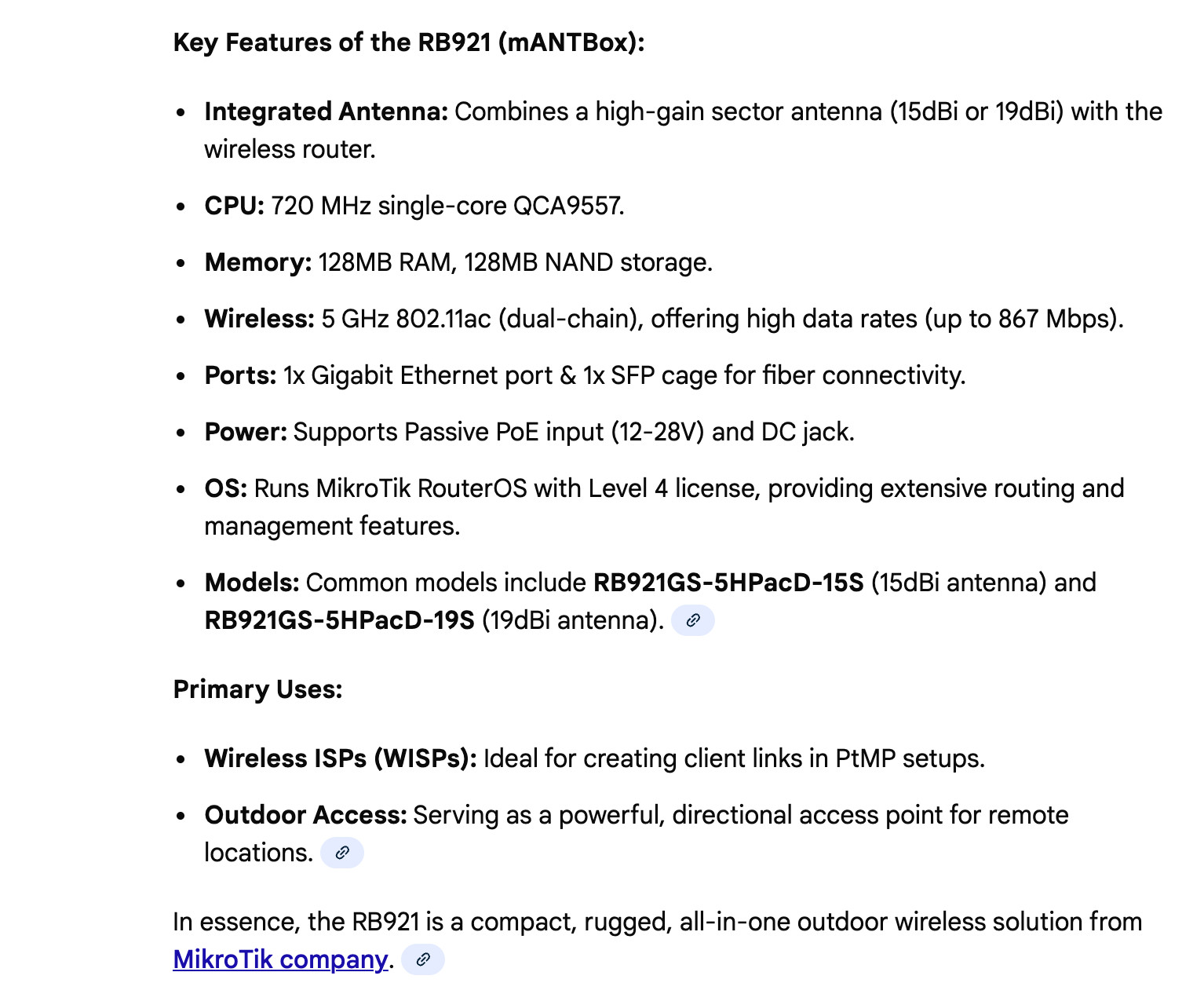 MikroTik mANTBox 15s RB921GS-5HPacD-15S-US 802.11ac 5GHz 15 dBi 120deg GB used