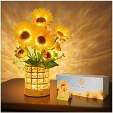 Sunflower LED Lamp,USB Rechargeable Touch Night Light, 3 Crystal 7-Flower Model