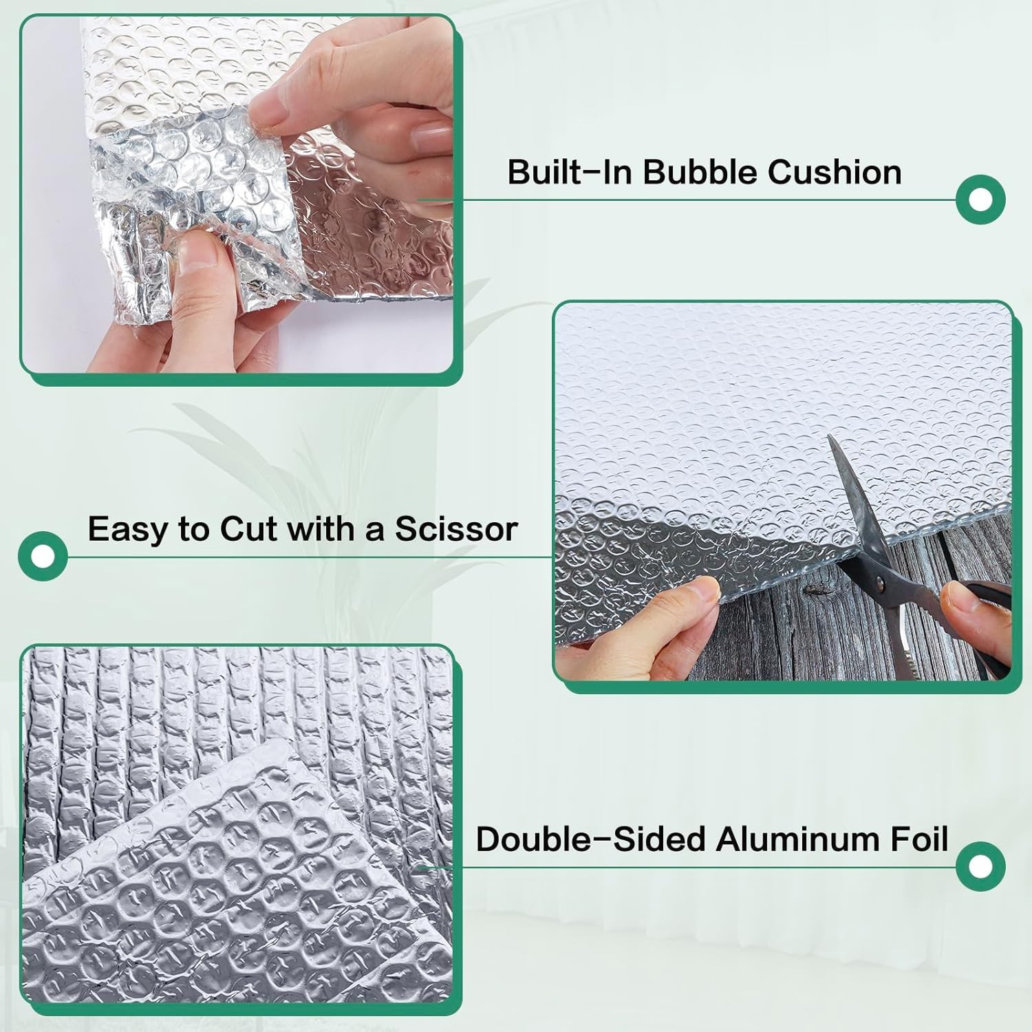 Reflective Bubble Insulation Sheet, Double Side Aluminum Foil Bubble Shield, Alu