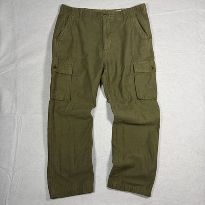 Outerknown Cargo Fatigue Pants Mens 32x26 Olive Green Organic Cotton Ripstop