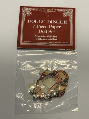 Vintage Dolly Dingle Miniature 7 Piece Paper Doll Set 1982 Merrimack Publ. Corp