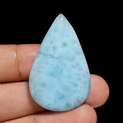 100% Natural Larimar Pear Shape Cabochon Loose Gemstone 42 Ct. 38X24X5 mm OB-190