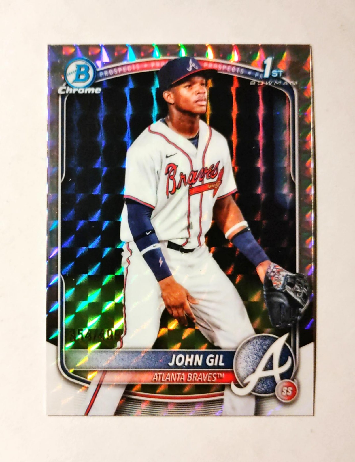 John Gil 2025 1st Bowman Chrome #BCP-172 Prospect Geometric REFRACTOR 354/499 F6