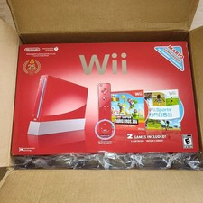 NEW Nintendo Wii Super Mario Bros 25th Anniversary Red Console System Bundle