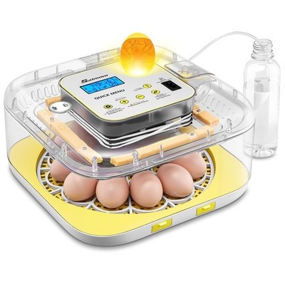 12-Egg Incubator Automatic Turner, Temp Control, Humidity Display & Egg Candler