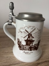 Kaiser W. Germany Bierkrug Aurich Ostfriesland Porzellan Zinndeckel 17,5 cm