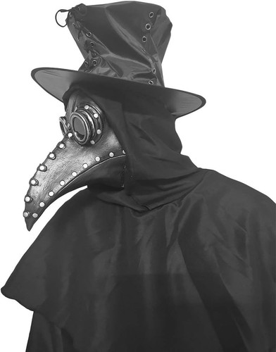 Stegosaurus Plague Doctor Bird Mask Long Nose Beak Cosplay Steampunk A-black
