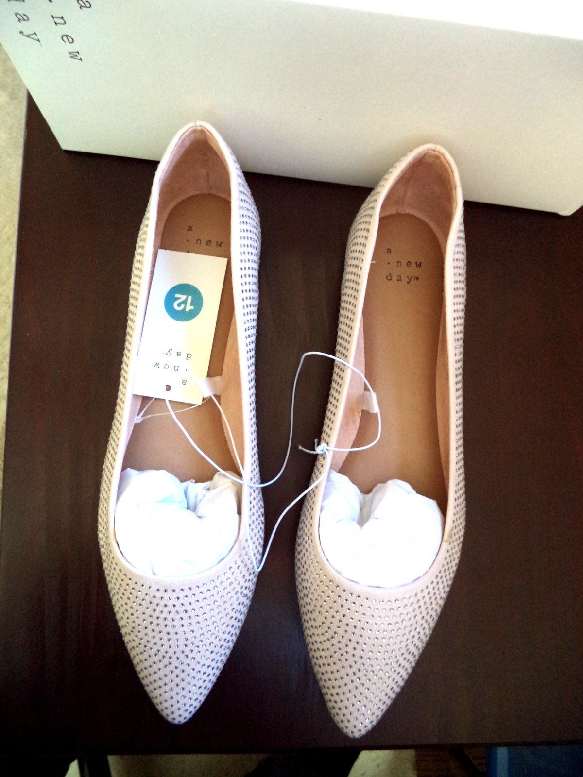 NEW in box A New Day Shoes Women's Size 12 off white  Ballet Flats Rhinestones