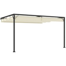 Image of Outsunny 4 x 3(m) Outdoor Pergola Retractable Canopy Wall Mounted, Cream