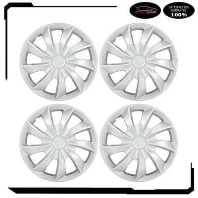 4 PC 16 Inch Wheel Hub Caps Silver Snap On For All Makes Models Wheel Cover Kit
