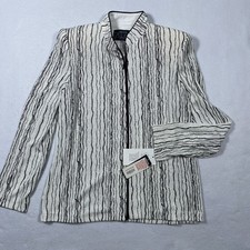 New Alex Evenings Jacket Women Sz S Petite Black White Glitter Formal Party Zip