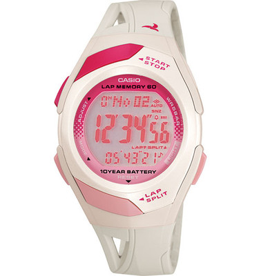 Casio STR300-7, 60-Lap Memory, White Resin Watch, 4 Alarms, Day/Date