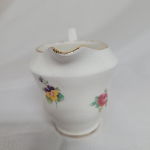 Crown Staffordshire England Bone China Floral Creamer Gold Trim - Picture 3 of 6