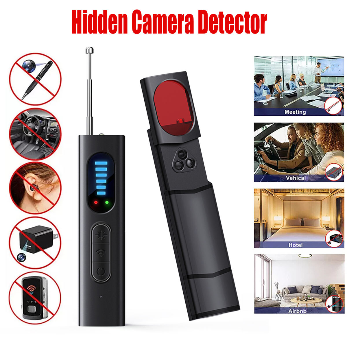 NXPGKEA Hidden Camera Detector, Anti-Spy Detector, Hidden Device GPS Detector, Camera Detector, Bug Detector, Privacy Protector, Signal Scanner for Hotels Office Home Travel, 5 Levels Sensitivity
