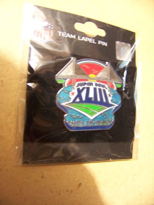 Super Bowl 43 XLIII logo bridge sunset pin w/ city date