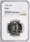 1959 Franklin Half Dollar NGC PF69 Proof Silver 50C Blast White