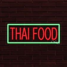 NEW "THAI FOOD" w/BORDER 30x12x1 INCH LED FLEX WINDOW/WALL INDOOR SIGN 31488