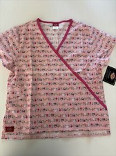 dickies scrub top Small women Pink Flowers NWT
