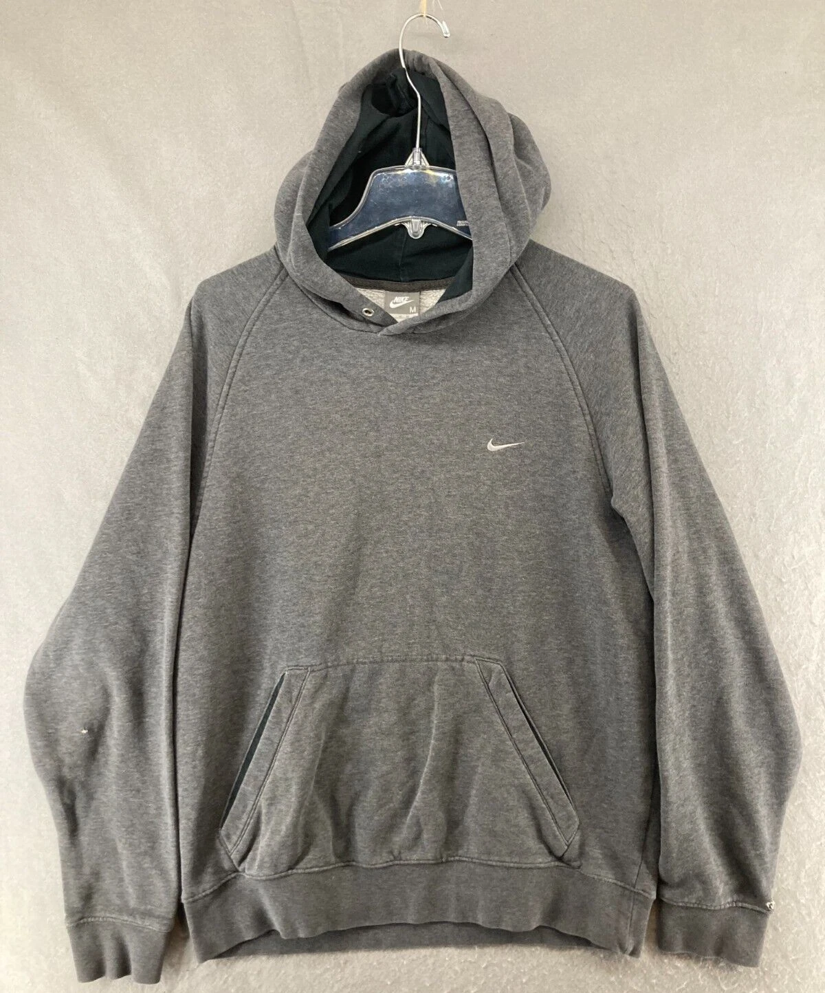 Nike Hoodie Mens M Gray Swoosh Y2K