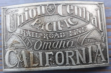belt buckle Union Central Pacific Railroad line Omaha to California 3.5" long