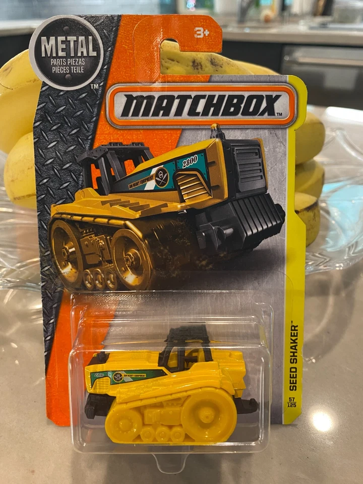 2016 Matchbox MBX Construction 57/125 SEED SHAKER Jaune Avec Roues Mini Noires - Photo 1/1