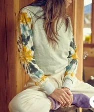 Nwt Jungmaven Alpine Raglan gray Ladies stained glass hemp Sweatshirt L tiedye