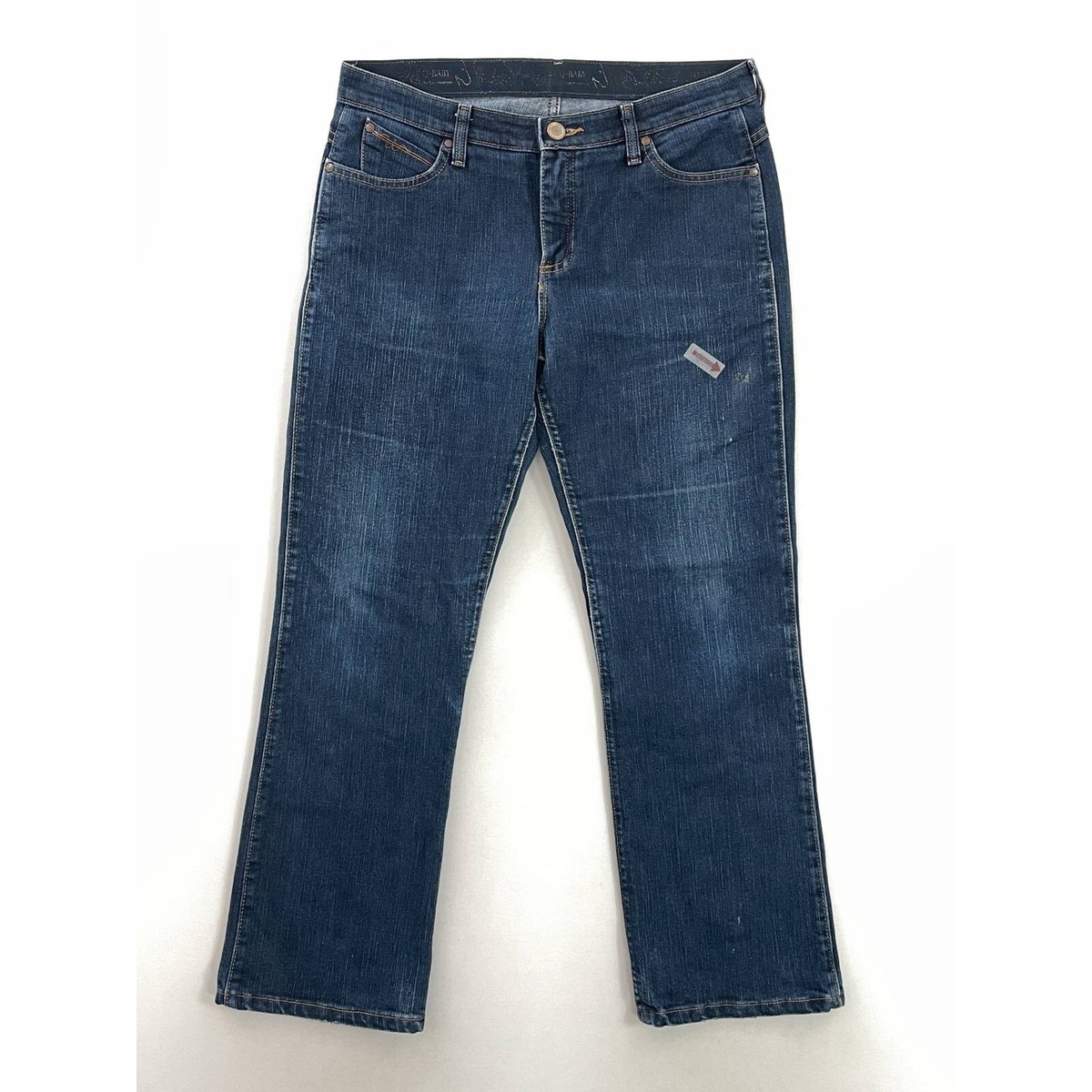 Wrangler Womens Q-Baby Boot Cut Jeans Blue Stretch Dark Wash Mid