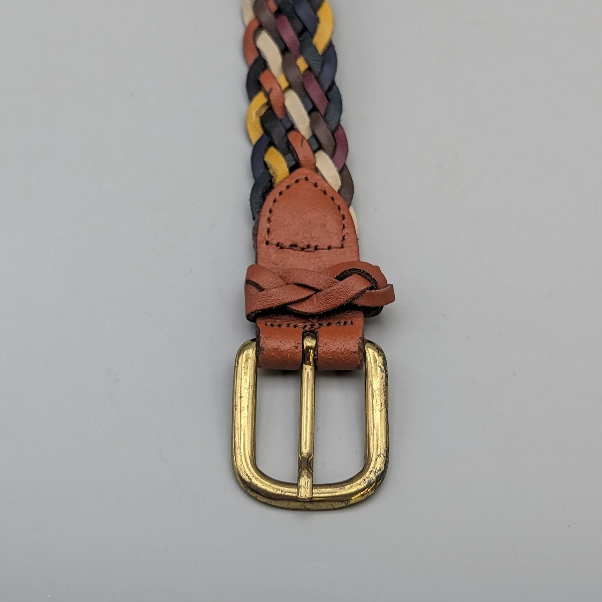 VTG 1980s Capezio New York Multicolor Rainbow Braided Leather Belt Argentina M/L Vintage Rainbow Braided Cord & Vinyl Women main image 4