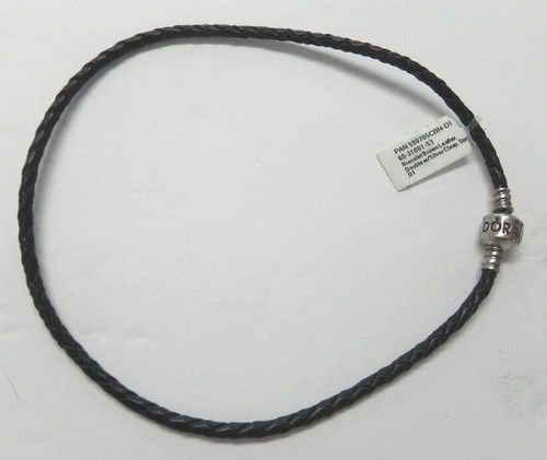 S880  Pandora Double Black Leather Bracelet 590705CBK-D1 - Size 34.5 cm