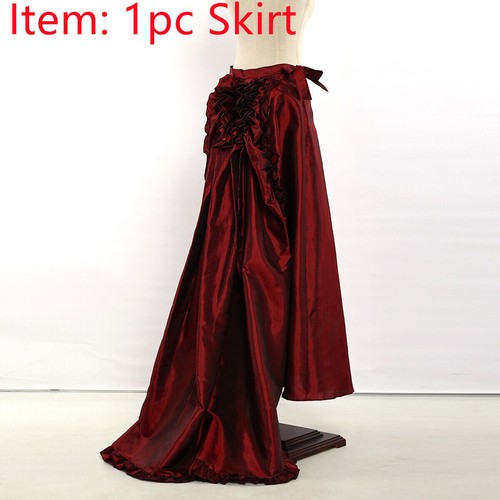 Victorian Era Women Bustle Skirt Edwardian Back Ruffles Long Skirt Walking Dress - Picture 16 of 17
