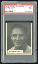 1936 WORLD WIDE #39 WAITE HOYT PSA 5 CENTERED V355 CANADIAN GOUDEY PIRATES CARD