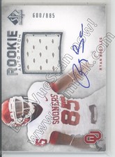 ryan broyles rc rookie draft auto jersey patch oklahoma sooners ou college #/885