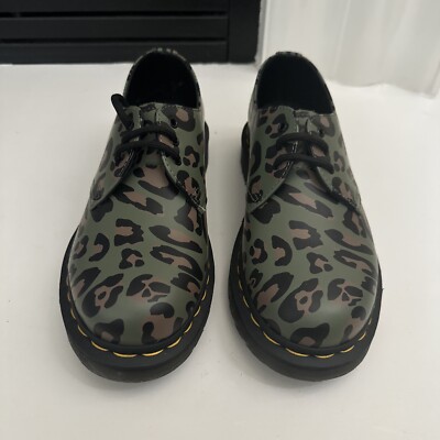 Martens 1461 Shoes Women Sz Green Leopard Print Oxfords 27686 Men  Sz 12