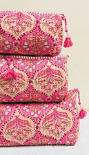 3 Pieces Pink Quilted Makeup Bag Quilted Cosmetic Pouch Travel pouch For women