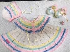 Baby Girl Dress Crochet Handmade 3-18 Month baby Infant dress Booties  Bonnet