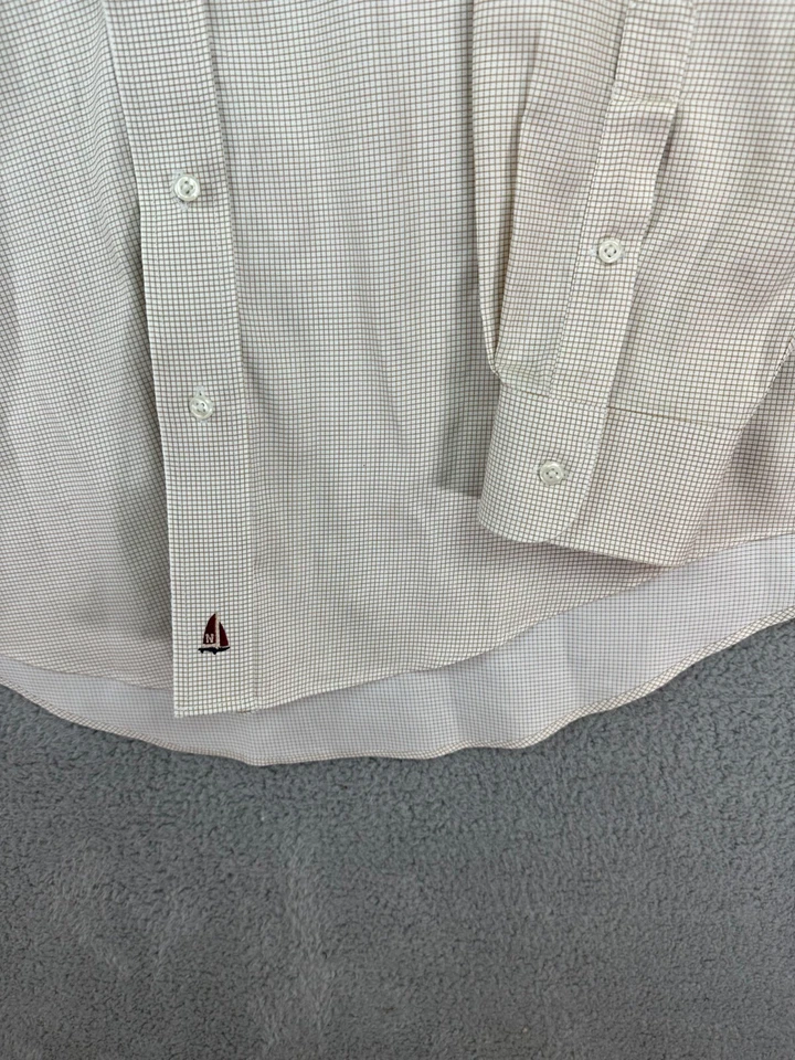 Camisa de vestir Nordstorm para hombre talla 16-35 cuadros cuello crema abotonada preppy Foto 2 de 4