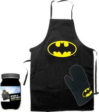 NEW SD TOYS Batman Logo Apron and Oven Mitt Set in Cannister 100% Cotton Apron