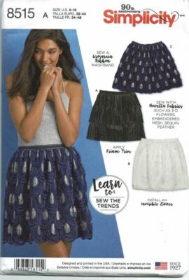 Simplicity Sewing Pattern 8515 Misses Mini Skirts Novelty Fabrics Size 6-18 