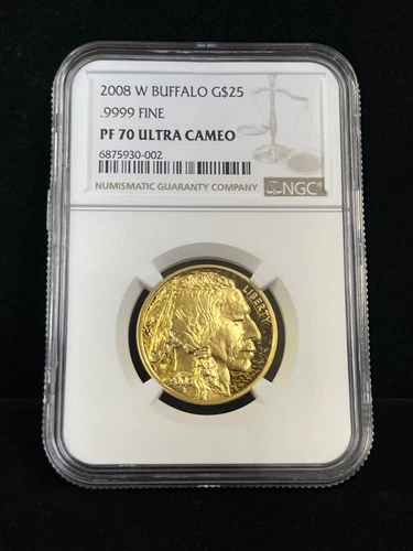 2008 W BUFFALO 1/2 OZ $25 GOLD PF70 ULTRA CAMEO .9999 FINE NGC